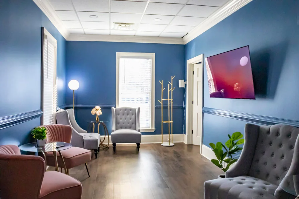 The patient lounge at ESJ Aesthetics in Dunwoody